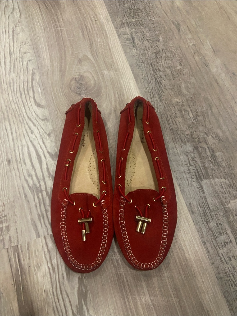 Women's Red Suede Tassel Moccasin Loafers
